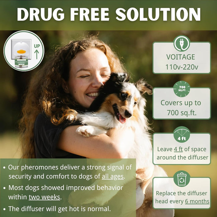 8-in-1 Dog Calming Diffuser Kit – 2 Plug-Ins + 6 Refills, Pheromone-Based Pet Stress Support, 180-Day Supply, Helps Promote Calm Behavior, Safe & Non-Toxic