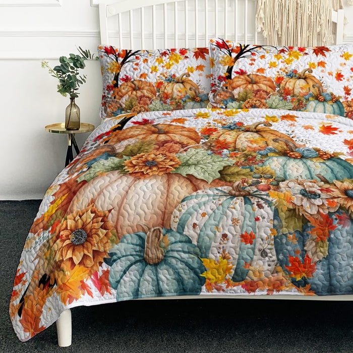 BlessLiving Fall Bedding Full Quilt: Soft Lightweight Autumn Comforter Set - Pumpkin Bedspread Coverlet for Cozy Farmhouse Decor
