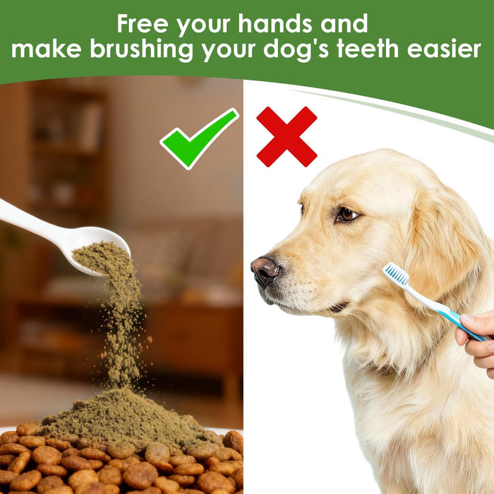 Dog Teeth Cleaning Powder，Dog Dental Powder，Herbal Mint for Cleaning Teeth and freshening Breath. Suitable for Small, Medium and Large Dogs.（3.52oz）