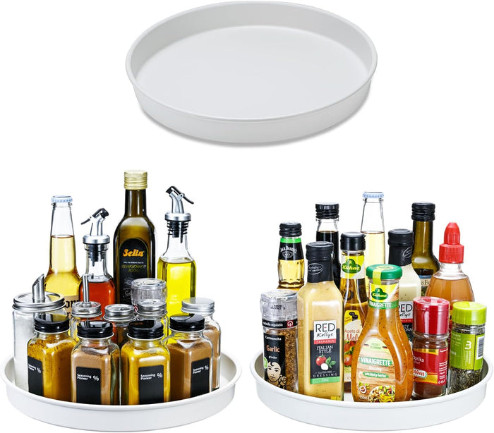 Amolliar Lazy Susan Organizer, Non-Skid Metal Rotating Turntable for Cabinet, Kitchen, Fridge, Pantry Storage, Spice Rack Condiment, Tray for Household Purpose, Under Sink Organizer, 10" 4 Pack Black