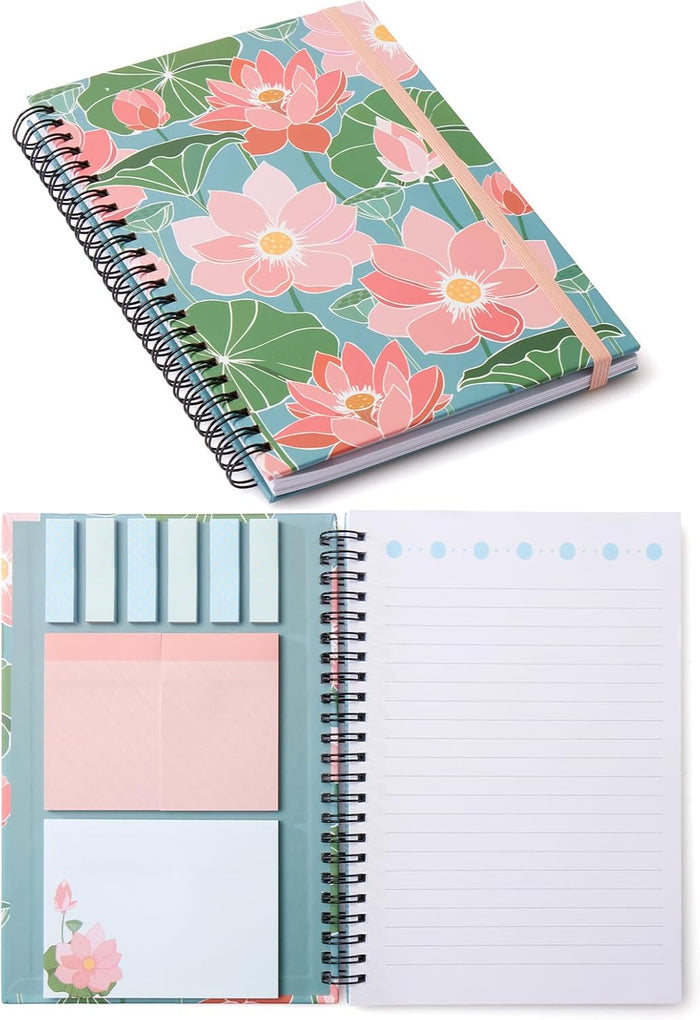 A5 Spiral Sticky Notebook,with 9 pads of decorated sticky notes and a handy notebook,Note Pads Teacher Appreciation Gift Writing Memo Pads School Office Supplies and Daily Life Organization (Chloris)
