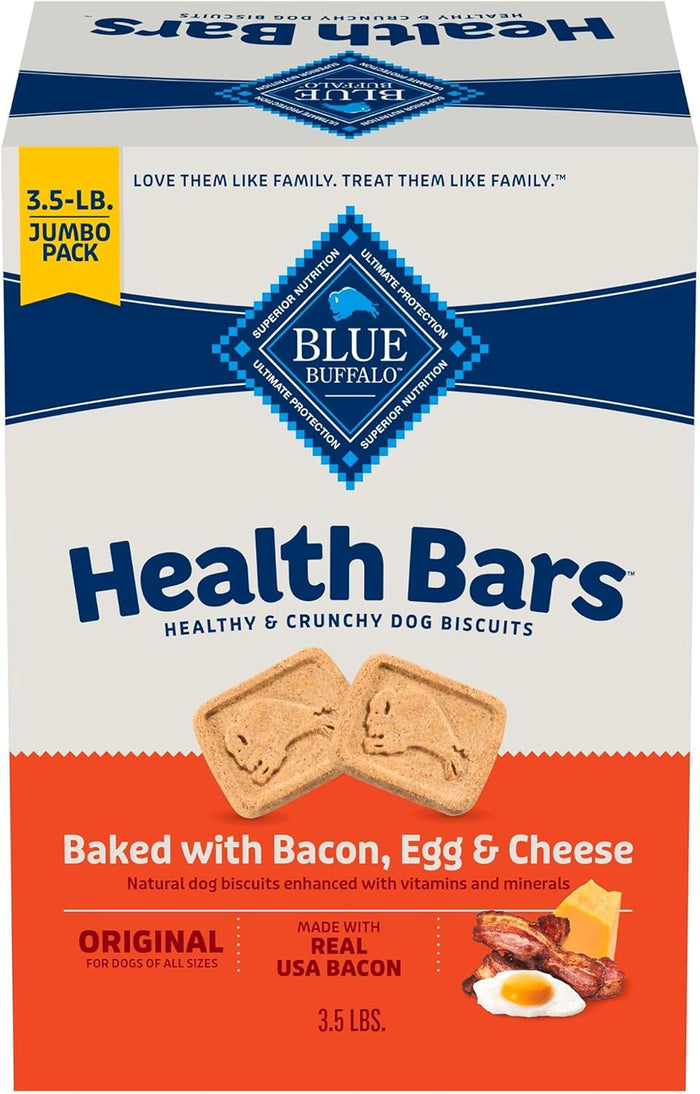 Blue Buffalo Health Bars Crunchy Dog Biscuits, Oven-Baked With Natural Ingredients, Bacon, Egg & Cheese , 16-oz Bag