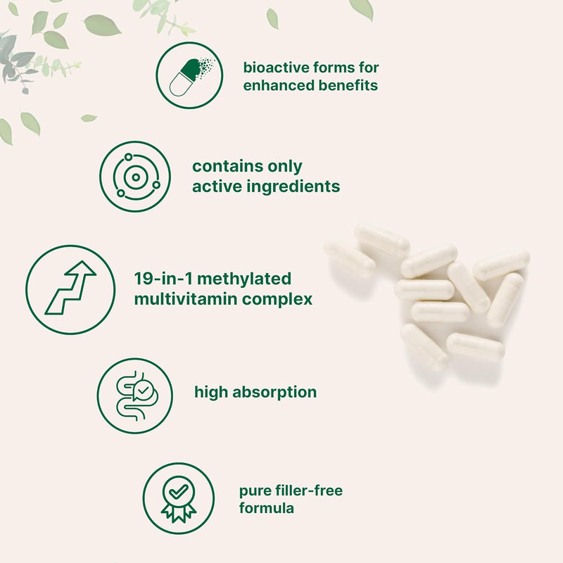 Micro Ingredients Pure Methylated Multivitamin, 240 Capsules | 19-in-1 Formula with Vitamins C, D, B12, Folate, Magnesium, Zinc & More | Supports Daily Wellness & Immune Health | Filler Free, Non-GMO