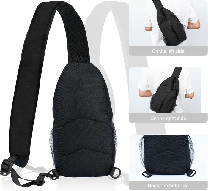 Sling-Bag Crossbody-Bag Women-Men Backpack-Daypack - Hiking Chest Travel with Water Bottle Pocket Portable Hiking Daypacks For Women Black