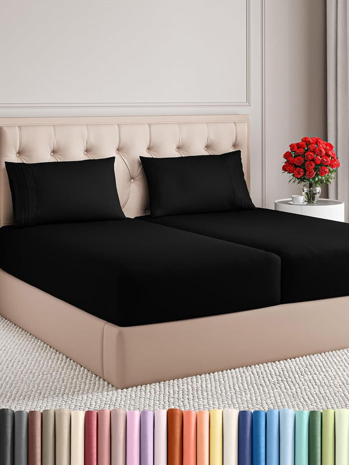 King Size 4 Piece Sheet Set - Comfy Breathable & Cooling Bed Sheets Set - Hotel Luxury Bedding for Women, Men, Kids & Teens - Deep Pockets, Easy Secure Fit, Soft and Wrinkle Free - Oeko-Tex - Cream