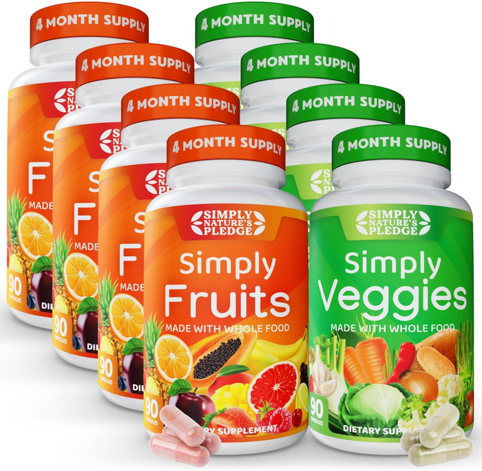 Simply Nature's Pledge - Packed with Over 40 Different Fruits & Vegetables - Made with Whole Food Superfoods - with Aloe Vera – 100% Soy Free - 90 Count (Pack of 2)