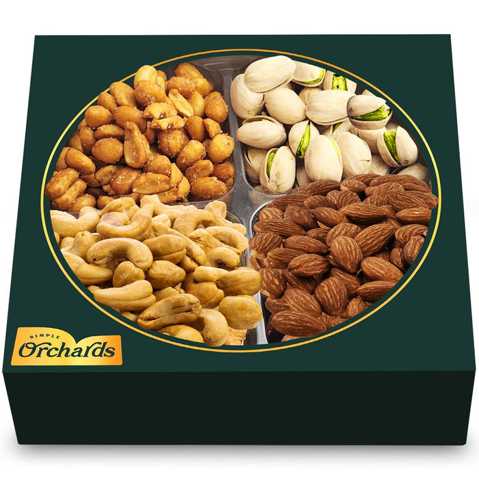 Holiday Nuts gift Basket - Delicious Mixed Cravings Gourmet Collection, Features 7 Sectional Platter with Freshly Roasted Nuts, Thanksgiving Gift Basket.