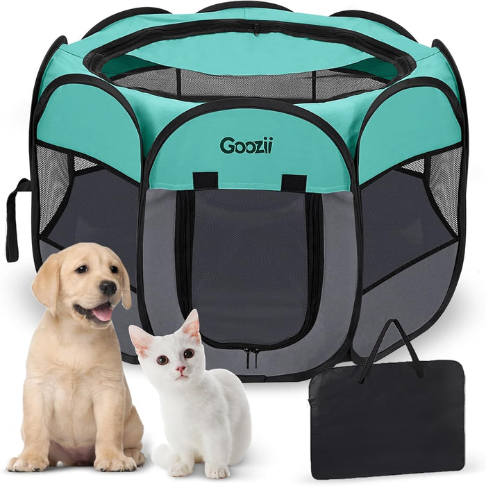 Pet Cat Playpen for Indoor Cats Enclosed, Portable Foldable Dog Playpen Outdoor Tent Crate Cage with Zipper Top Cover Door for Kitten Puppy Outside Rv Car Camper (Small Size, Pink)
