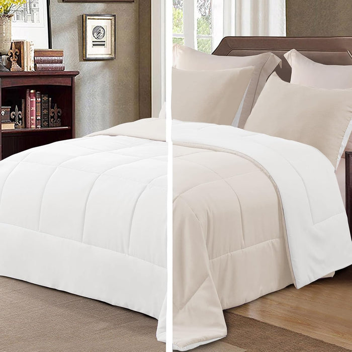 Exclusivo Mezcla Lightweight Reversible Queen Size Comforter Set, Down Alternative Comforter with 2 Pillow Sham, Queen Size Bedding Set for All Seasons, Deep Purple/Lilac