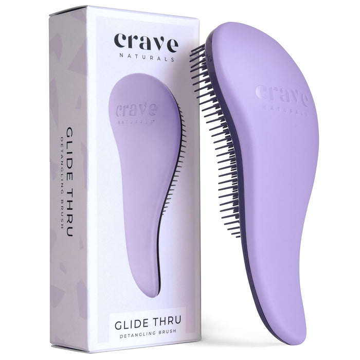 Crave Naturals Glide Thru Hair Brush - Detangler Brush for Curly, Straight, Wet or Dry Hair - Gentle Detangling Brushes for Adults, Kids, Toddlers - Hair Accessories for Women, 7.5x3 - Pink