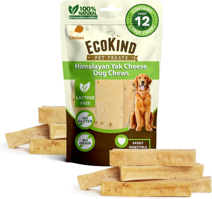 EcoKind Premium Gold Yak Cheese Himalayan Dog Chews, Healthy Dog Treats for Medium Dogs, All Natural, High Protein Dog Chew, Water Buffalo, Medium - 3 Chews