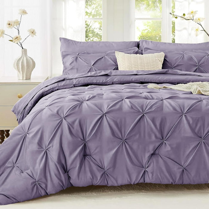 Sasttie Twin XL Comforter Set, 5-Piece Bed in a Bag, Pintuck Bedding Sets for All Season, Includes Comforter, Flat Sheet, Fitted Sheet, Pillowcase and Pillowsham, Mint