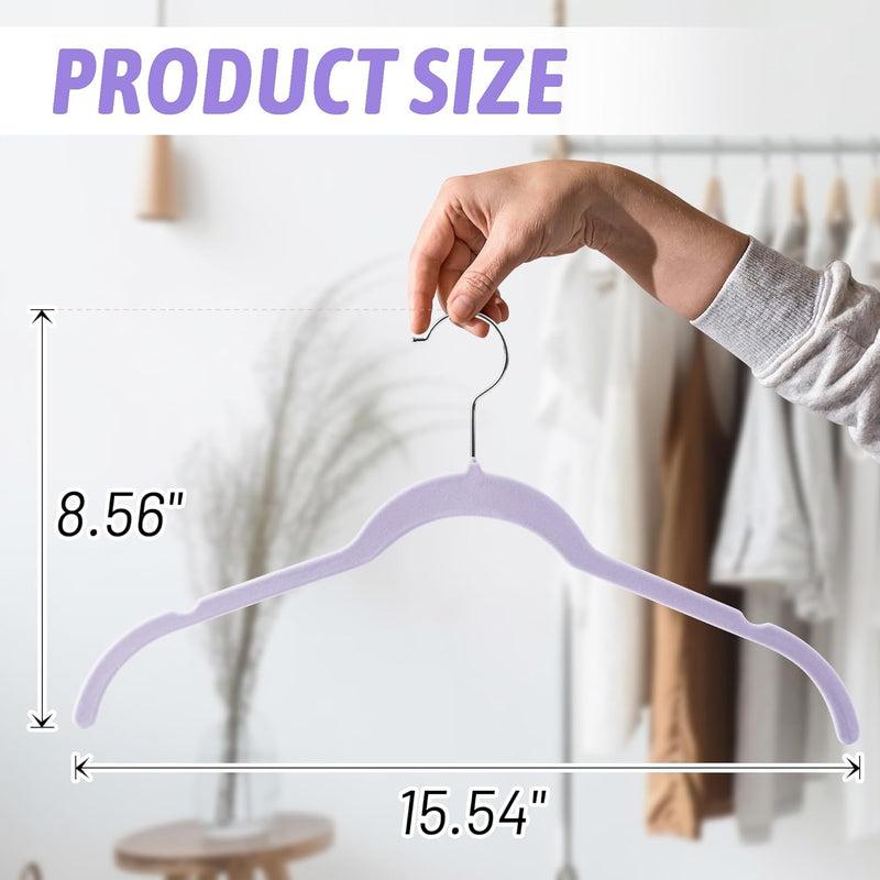 30 Pack Velvet Hangers - Non Slip Slim Hangers for Closet Organization, Space Saving Clothes Hangers with Notches for Dresses, Shirts(Purple)