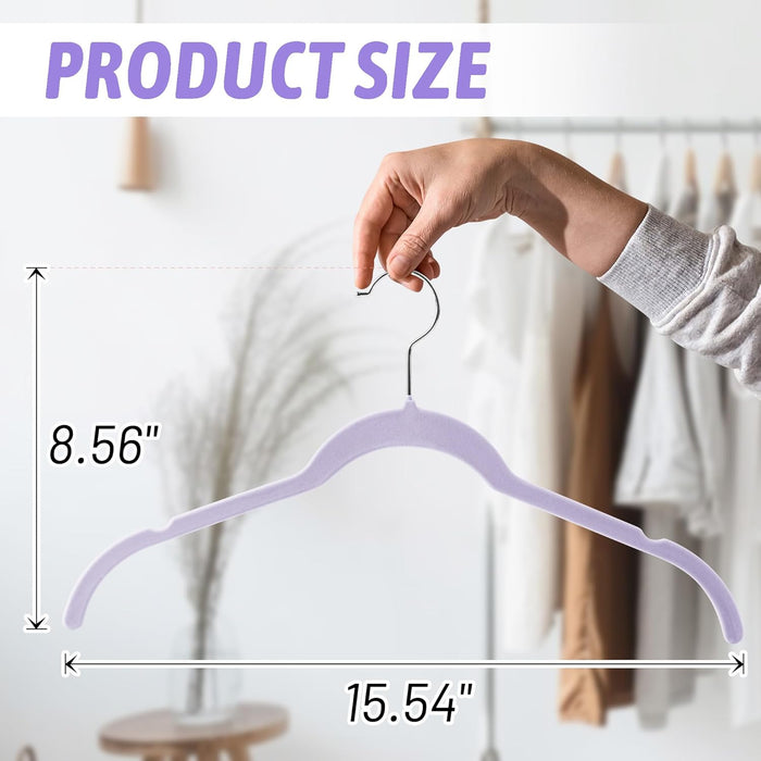 30 Pack Velvet Hangers - Non Slip Slim Hangers for Closet Organization, Space Saving Clothes Hangers with Notches for Dresses, Shirts(Purple)