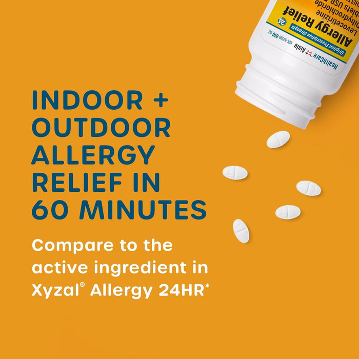 HealthCareAisle Allergy Relief - Levocetirizine Dihydrochloride Tablets USP, 5 mg, 160 Tablets, Original Prescription Strength Allergy Medication, 24-Hour Relief, 80 Count (Pack of 2)