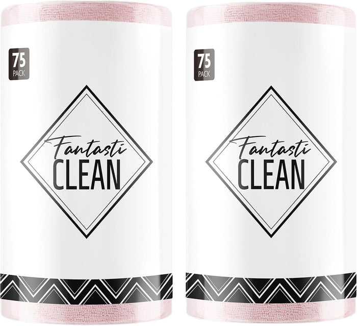 Fantasticlean Microfiber Cleaning Cloth Roll -75 Pack, Tear Away Microfiber Towels, 12" x 12", Reusable, Washable, Scratch Free, Ultra Absorbent for Car, Home Supplies (Dark Purple)