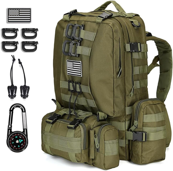 Large Military Tactical Backpack for Men, 40-50L Backpacks for Women, Bug out Bag Army 3 Days Assault Pack Bags Rucksack with Molle System Black