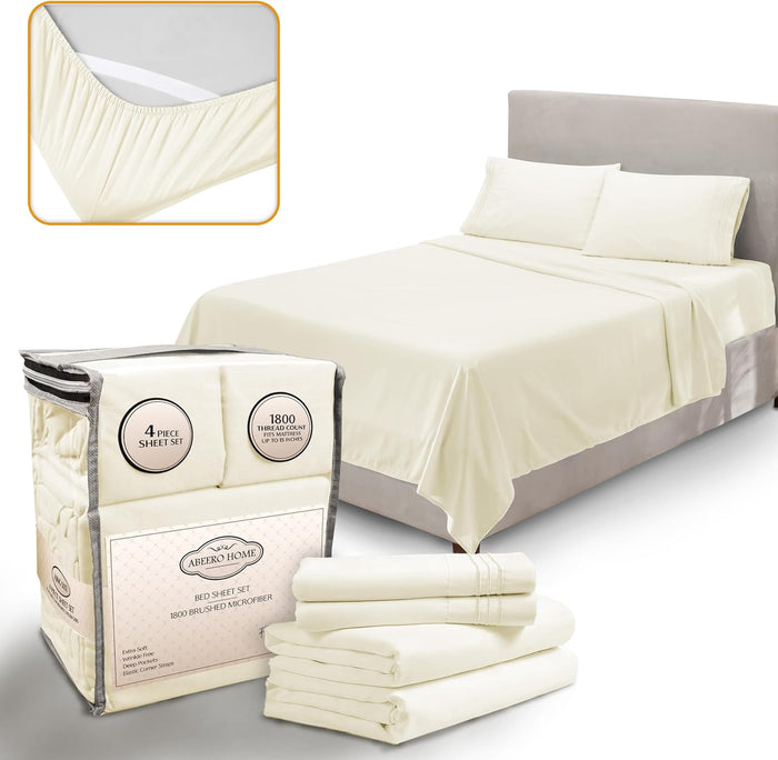 Queen Sheet Set - Elastic Corner Straps - Soft Cooling Sheets - Luxury Hotel Bed Sheet - Deep Pockets Microfiber Bedsheet - Bedding Sheets & Pillowcases - 4 Piece (Queen Size, Gray)