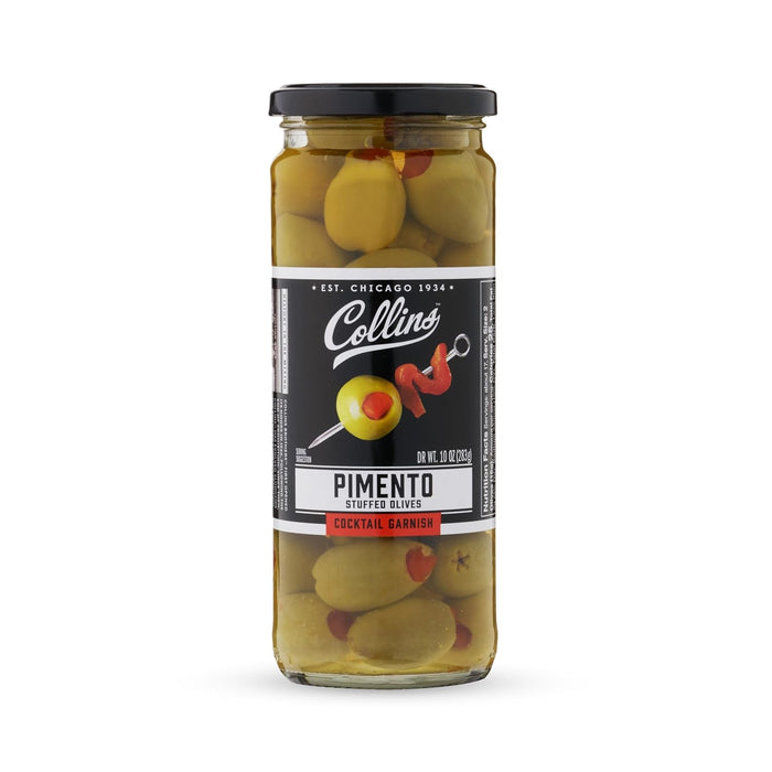 Collins Colossal Martini Pimento Olives | Premium Garnish for Cocktails, Martinis, and Salads, Snack Trays, Charcuterie, Cheese Plates, Condiment Olives 10oz