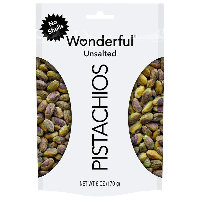 Wonderful Pistachios No Shells, Roasted & Salted Nuts, 6 Ounce Resealable Bag, Protein Snacks, Gluten Free, Healthy Snacks for Adults