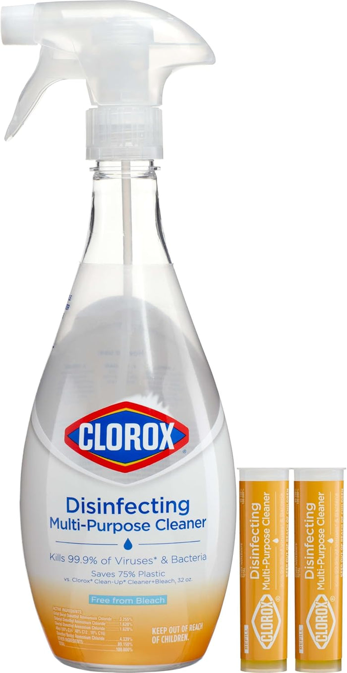 CLOROX Disinfecting All-Purpose Cleaner 32 Oz and Disinfecting Bathroom Cleaner, Household Essentials, 30 Oz, Pack of 3