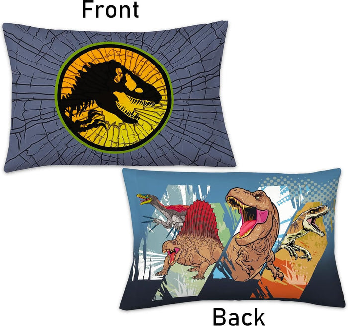 Jurassic World Bedding Set - Bundle with Dinosaur Bedspread for Twin Bed Plus Pillowcase, Stickers, More | Jurassic World Dinosaur Bedroom Decor for Boys
