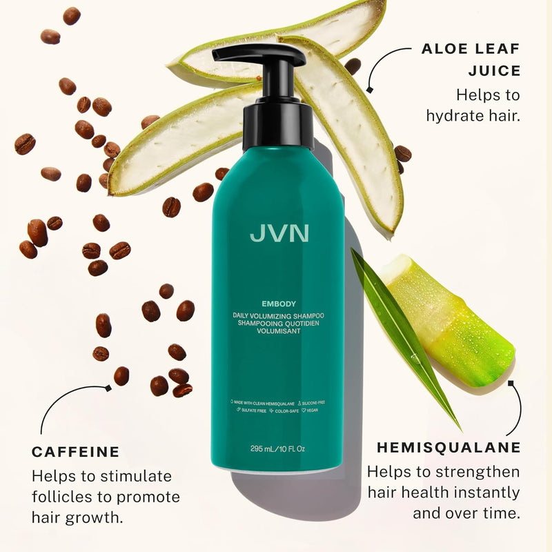 JVN Embody Volumizing Shampoo and Nurture Hydrating Conditioner Duo,20 fl oz, Increases Body and Fullness, Moisturizing Conditioner for Dry Hair, Silicone and Sulfate-Free, Haircare for Women and Men