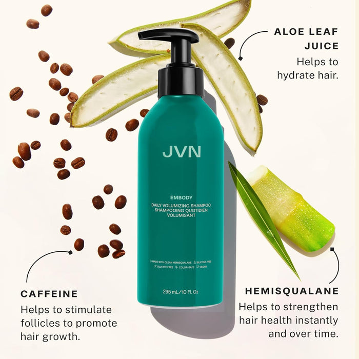 JVN Embody Volumizing Shampoo and Nurture Hydrating Conditioner Duo,20 fl oz, Increases Body and Fullness, Moisturizing Conditioner for Dry Hair, Silicone and Sulfate-Free, Haircare for Women and Men