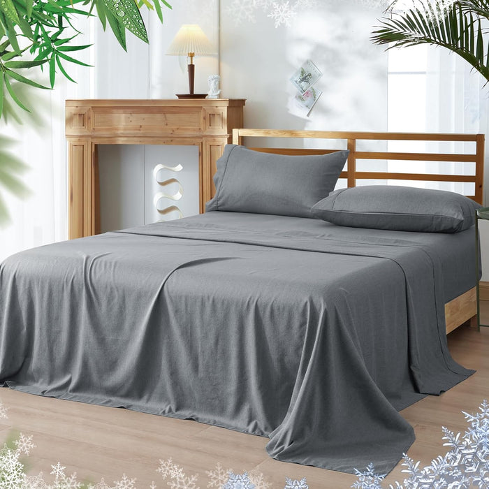PHF Cooling Sheets Set California King Size, Rayon Derived from Bamboo & Polyester, Breathable & Wrinkle Free Silky Soft Bed Sheets, Wider Elastic Band 16" Deep Pocket Sheets & Pillowcase, Sage Green