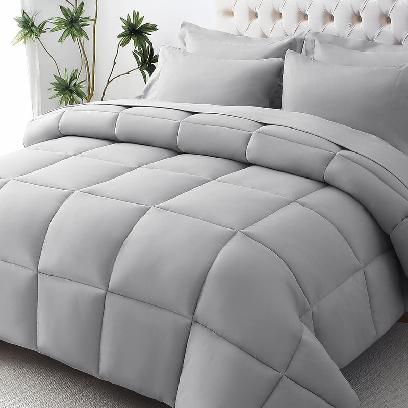JOLLYVOGUE Full Comforter Set, Ultra-Soft Bed in a Bag Full Size 7 Pieces, Oeko-TEX Certified Bedding Set with Down Alternative Comforter, Sheets, Pillowcases & Shams, Black