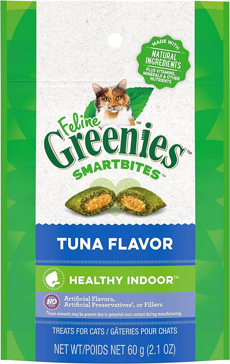 Greenies Feline Smartbites Healthy Indoor Natural Treats for Cats, Tuna Flavor, 4.6 oz. Pouch