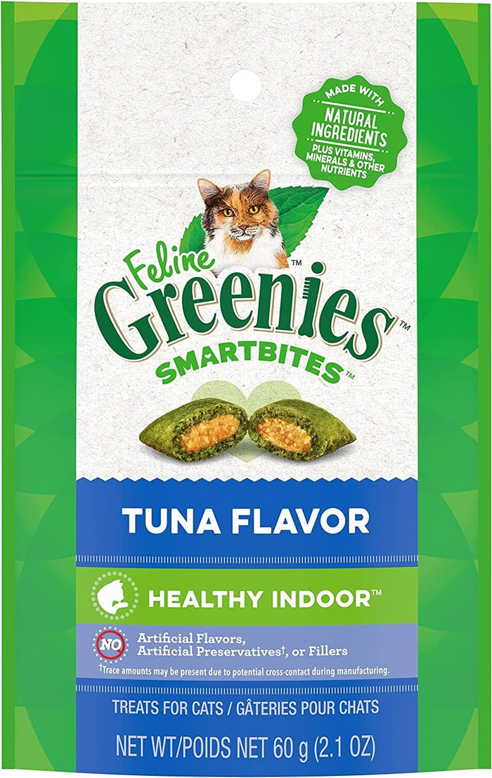 Greenies Feline Smartbites Healthy Indoor Natural Treats for Cats, Tuna Flavor, 4.6 oz. Pouch
