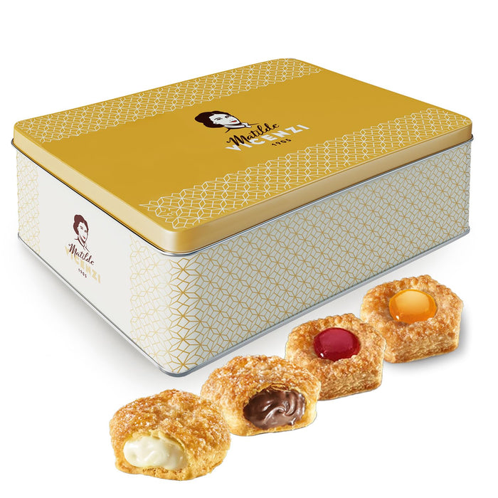 Matilde Vicenzi Millefoglie D'Italia Fine Selection of Italian Pastries - Gourmet Gifts For Thanksgiving, Christmas - Assortment of Vanilla, Apricot, Chocolate, & Raspberry Cookies - 13.76 oz (390g)