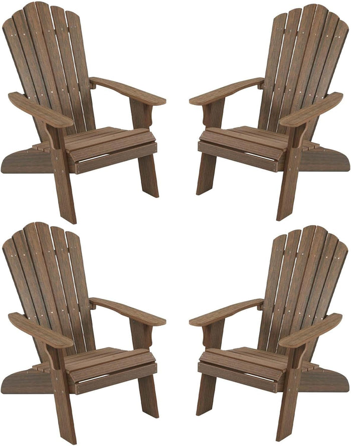Adirondack Chair Set of 2, Outdoor Oversized Patio Chair Poly Lumber Weather Resistant & Durable Fire Pits Chair for Poolside,Lawn and Garden,350lbs Weight Capacity (Grey)