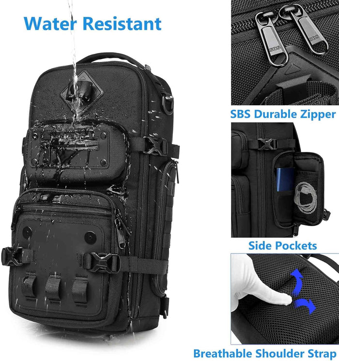 Sling Bag Tactical Sling Backpack Anti Theft Shoulder Crossbody Bag Water Resistant Travel Bag for 12.9 Inch Ipad