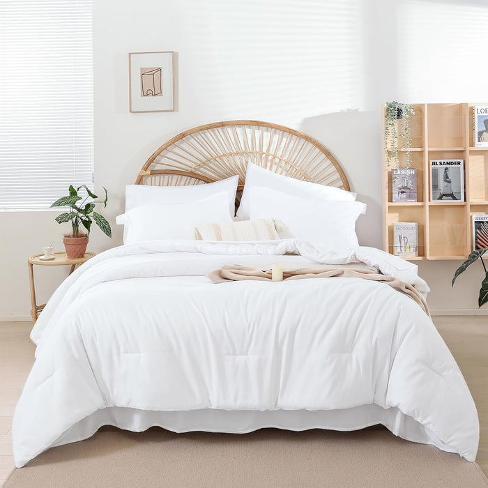 weigelia Queen Comforter Set 7 Pieces Oatmeal Comforters Queen Size Soft Fluffy Bedding Comforter Set with Fitted Sheets, Flat Sheets, Pillow Shams, and Pillowcases