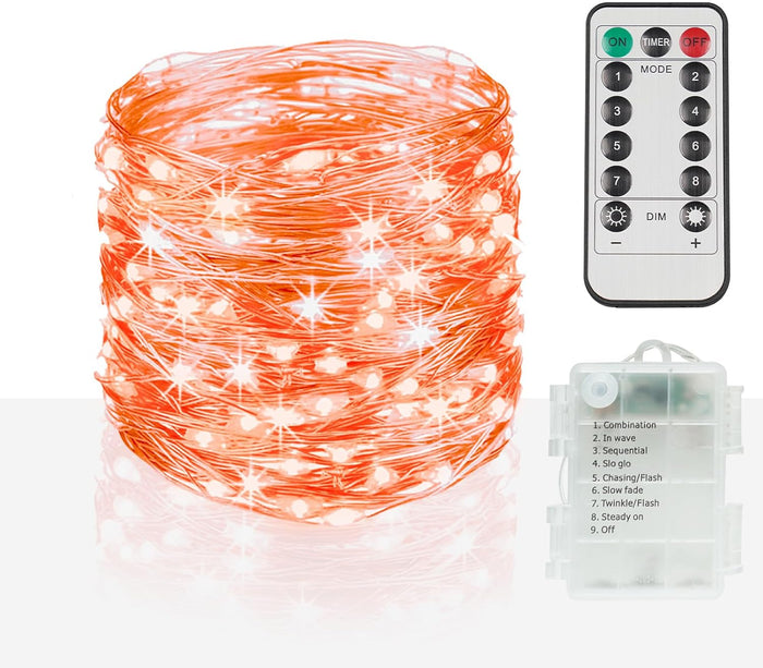suddus 33ft 100 LED Outdoor String Lights, Warm White Fairy Lights Battery Operated with Remote, Led Twinkle Lights for Bedroom, Dorm, Backyard, Wedding, Tree, Mason Jar, Wall, Christmas
