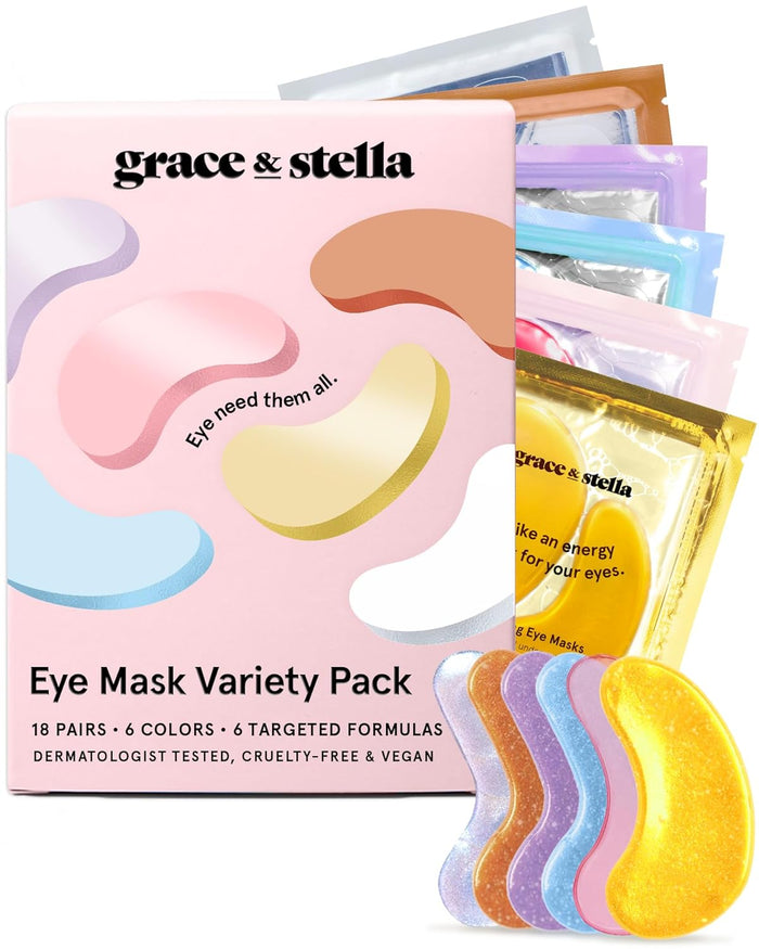grace & stella Retinol Under Eye Patches for Puffy Eyes and Dark Circles - Restoring Gel Under Eye Masks with Hyaluronic Acid - Vegan Cruelty-Free Skincare, Birthday Gifts for Women (Purple, 24 Pairs)