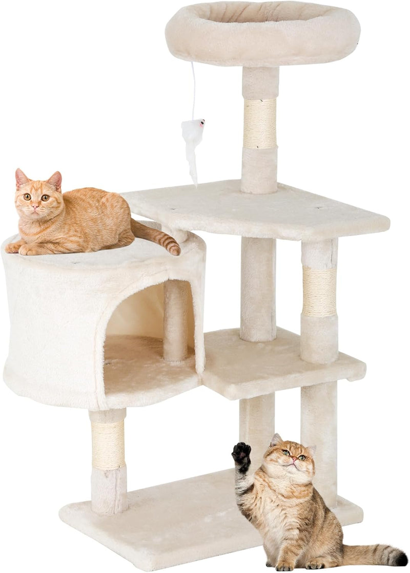 FDW Cat Tree 54in Cat Tower Multi-Level Durable Cat Scratching Post & Cozy Fun Cat Jumping Platform Space Saving Cat Condo Pet Play House for Indoor Cats,Dark Gray