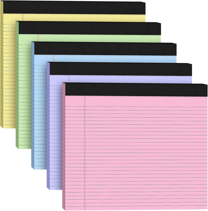 3 Pack Wide Legal Pads 11" x 9.5" (Landscape Format) Pink Blue Green College Ruled Note Pad Narrow Ruled 30 Sheets per Notepad Perforated Writing Paper with Thick Backboard Horizontal Pads of Paper