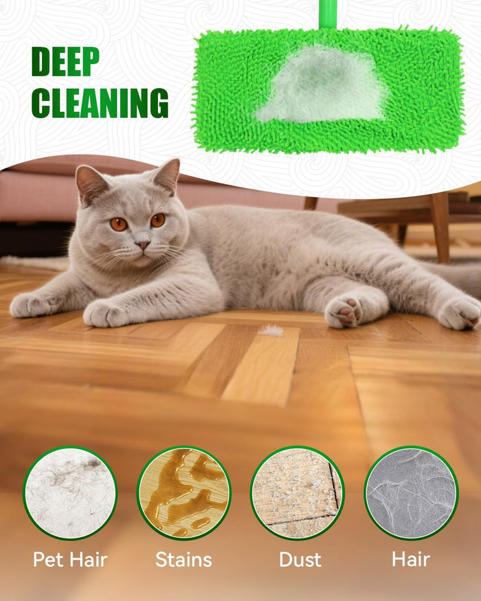 Reusable Wet Pads Refill for Swiffer Sweeper Mop, Dry Sweeping Cloths & Wet Mopping Cloths for Household Cleaning, Washable Microfiber Pads for Wood Floors, 6 Pack