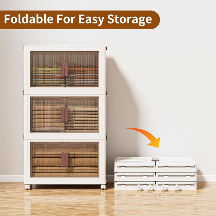 JOYWAVE Storage Bins with Lids,155QT Collapsible Plastic Bins,Closet Organizer and Storage Drawer,3 Pack Cubes