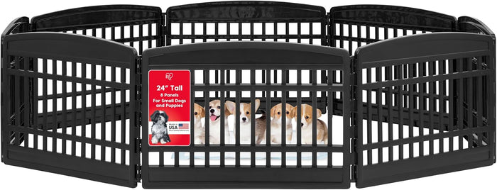 IRIS USA 24" 4-Panel Puppy Playpen, 35 x 35 x 24, Dog Playpen, Dog Play Pen Indoors, Pet Fence, Puppies/Small Dogs, Black