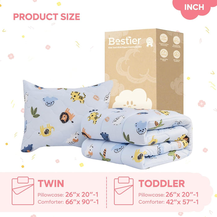 Bestier Kids Comforter Set - 2 Pieces Toddler Bedding Sets for Boys and Girls, Sorona® Natural Plant Fiber Comforter Sets with Oeko-TEX® Standard 100/CPC Certification, Toddler Size, 42“x57”