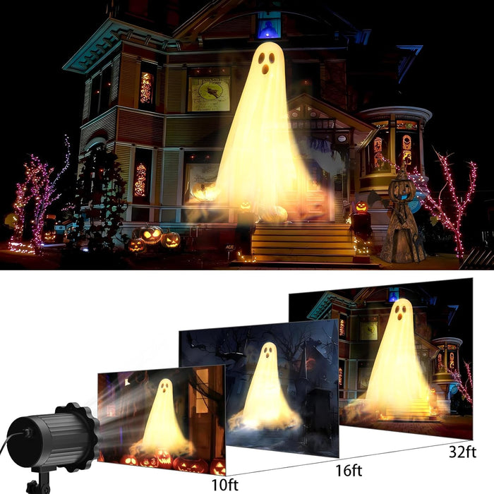 Halloween Projector Lights Outdoor,2025 Upgraded 3D Dynamic Ghost Decorations Light,Clearer Ghost HD Patterns,Night Light for Home Window Wall Halloween Decor