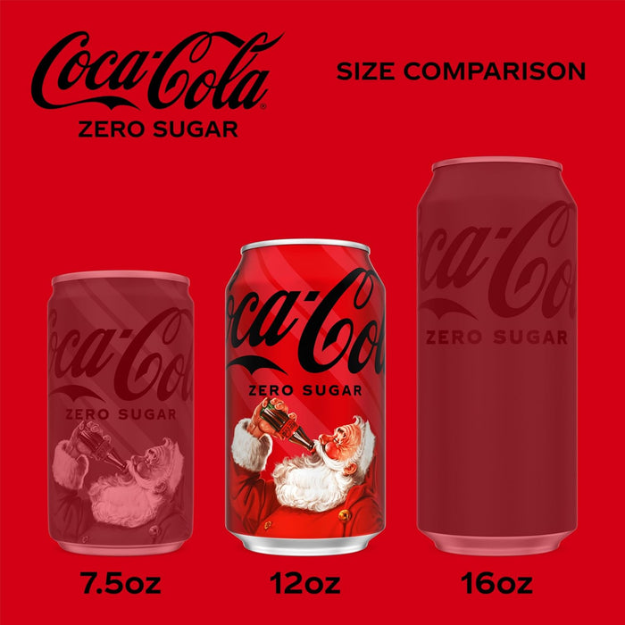 Coca-Cola Zero Sugar Soda, 12 fl oz Cans, 12 Pack - Classic Cola Soft Drink Fridge Pack