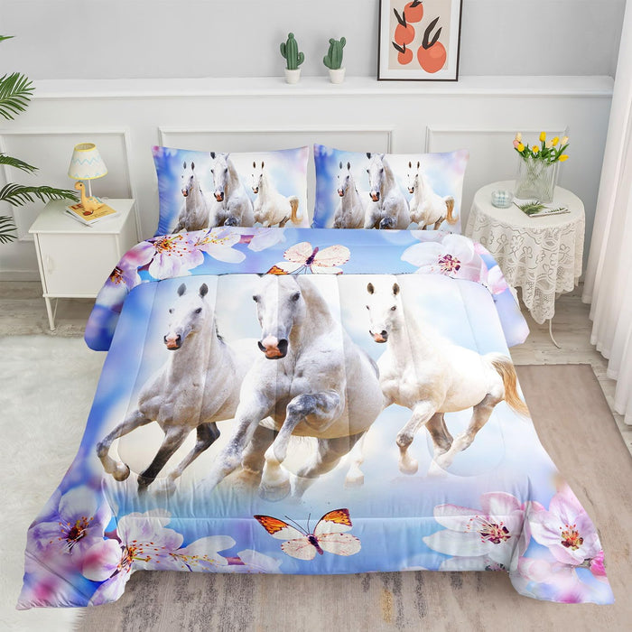 Kids Comforter Set American Flag Deer Printed Pattern Bedding Set with 1 Comforter and 2 Pillowcases for Girls Boys Bedroom All Season(American Flag Deer03 Twin)