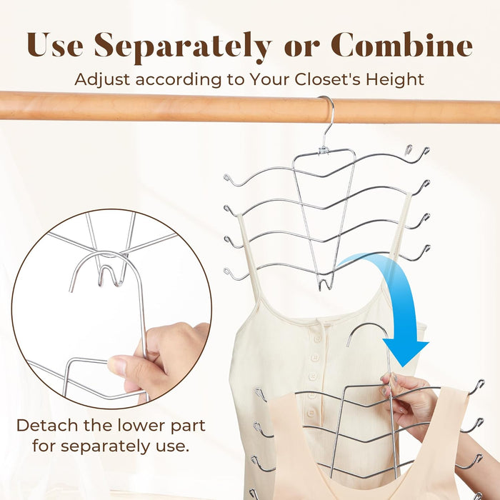 HOUSE DAY Bra Hangers 2 Pack, Tank Top Hangers Space Saving Hanger for Closet Organizers and Storage, Bra Organizer Closet Hanger Space Saver for Camisoles, Bras, Belts, Ties, Scarves, Swimsuits