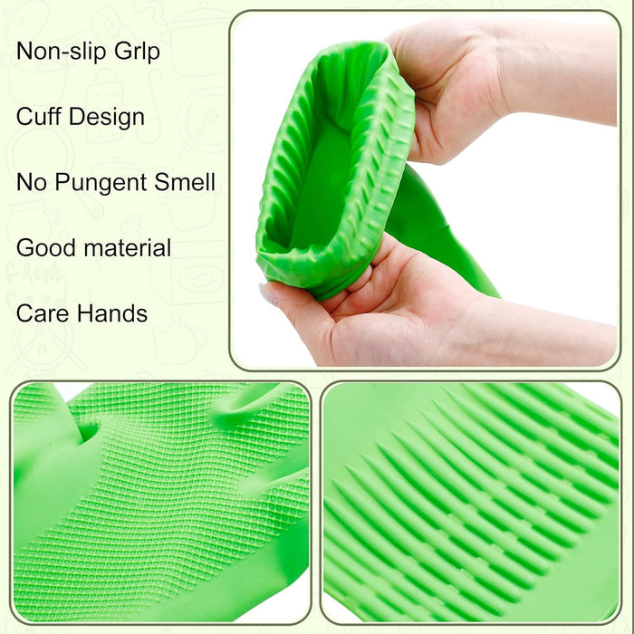 3 Pairs Rubber Dishwashing Gloves,Rubber Cleaning Gloves, Reusable Kitchen Glove for Household,Waterproof