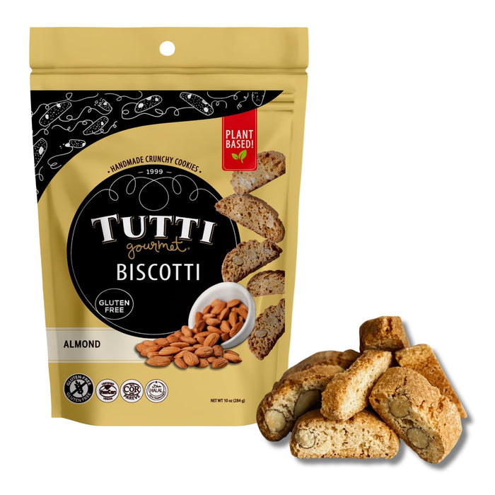 Tutti Gourmet Gluten Free Pistachio & Cranberry Biscotti, 9.9 oz (283g) Resealable Cookie Bag, Vegan and Halal Snacks